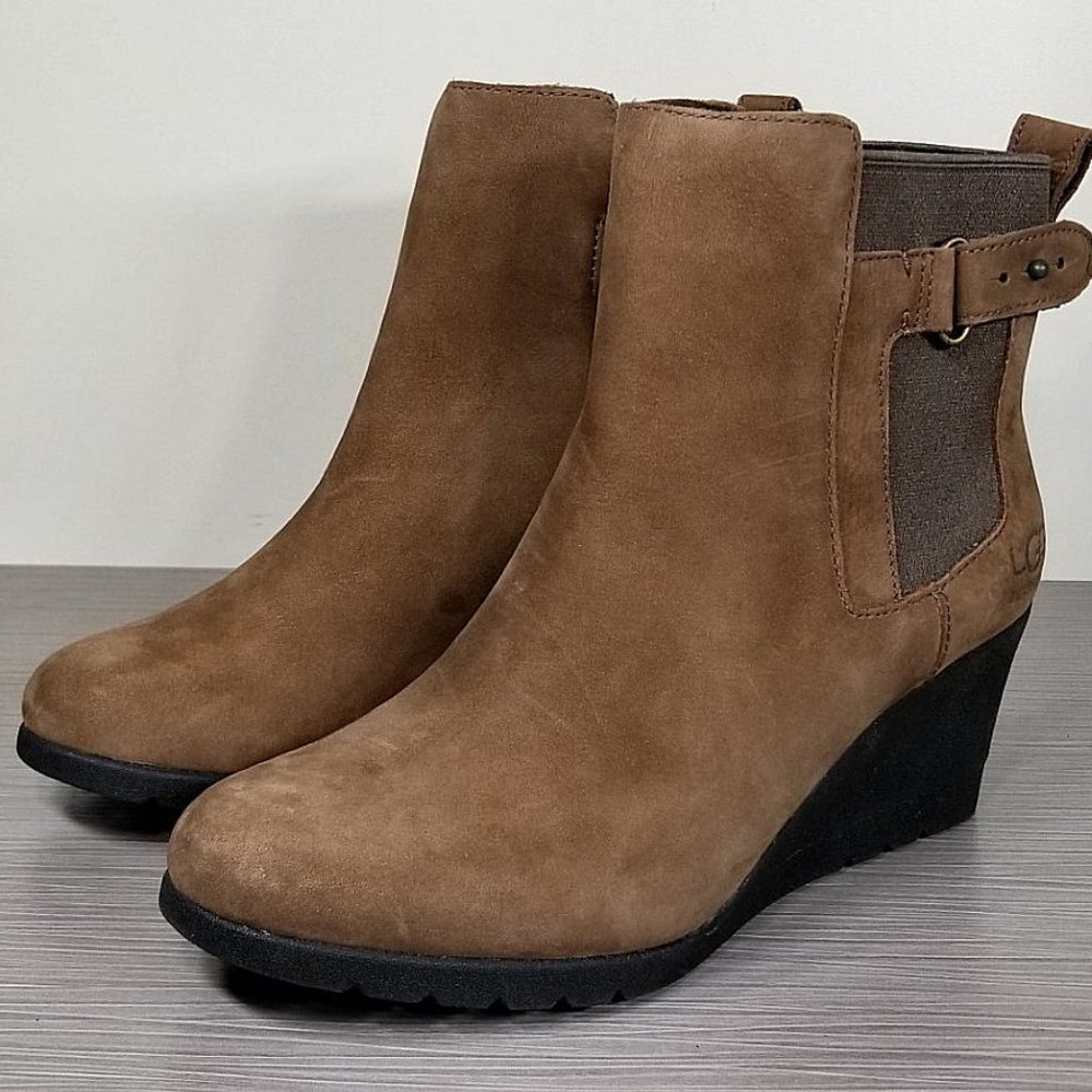 UGG Indra Waterproof Boot, Brown Leather, Womens Size 7.5 / 38.5